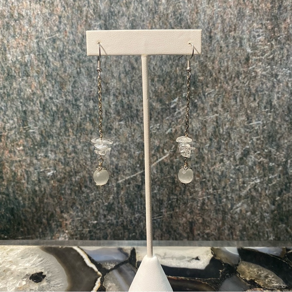 Quartz Crystal & Selenite Dangle Earrings